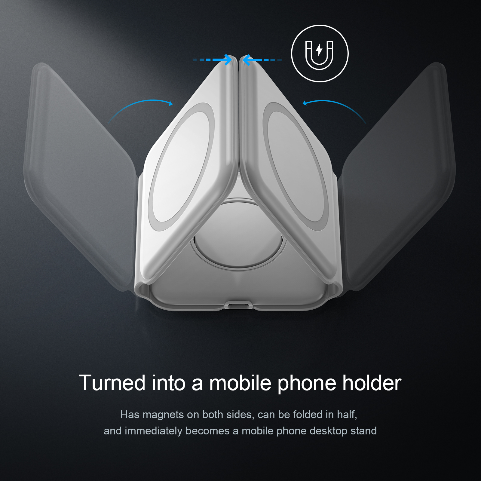 Foldable Magnetic Wireless Phone Charger Stand 3in1 15W For Watch And Earphone