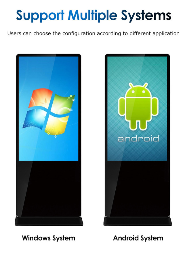 4K 49 Inch Vertical Digital Signage Free Standing Touch Screen Kiosk