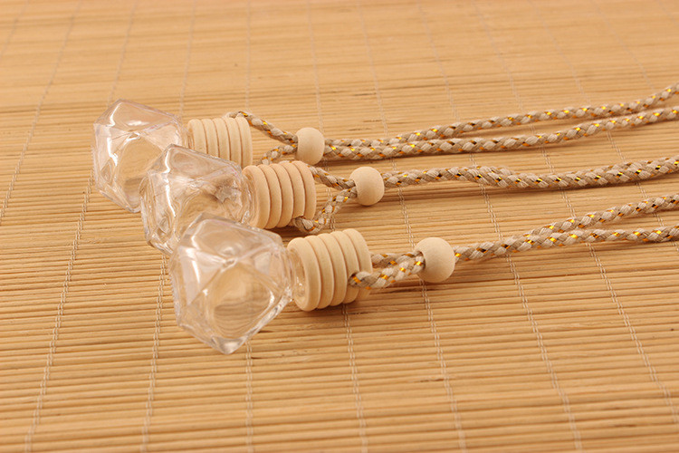 Empty Diamond Car Reed Diffuser Pendant 8ml Air Freshener Bottle And Wooden Lid