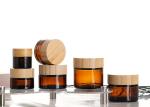 10g 30g 50g 100g Cosmetic Bamboo Lid Glass Jars 50g Face Cream Amber Glass Jar