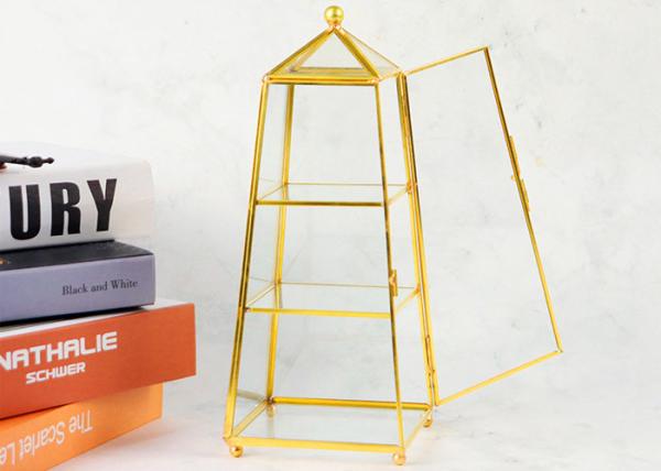 Vintage glass jewelry box storage pagoda rack Princess storage box window