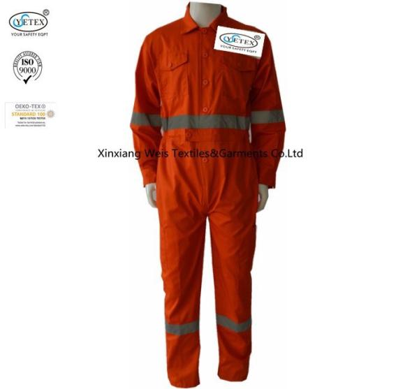 Buy cheap Orange Cotton Lightweight Fr Coveralls With Reflective Trim Protective Clothing from wholesalers