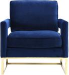 new classic deep blue velvet fabric and stainless steel frame single lounge