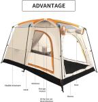 4-Person 3.3*2.1*1.85M Outdoor All Weather Khaki Waterproof Coated Polyester 2