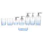 Square Glass Accessories Set Vintage Style For Home Hotel Ombre Blue