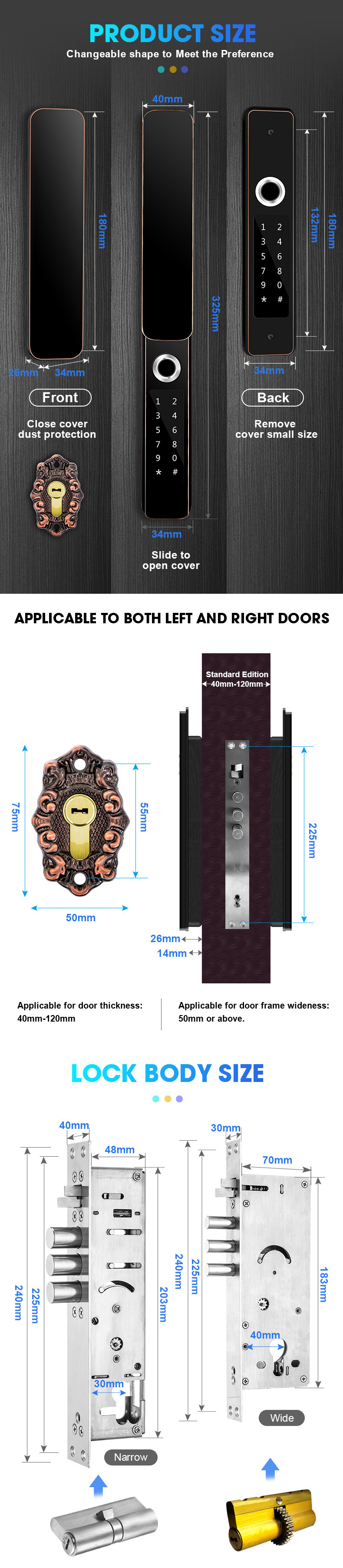 Keyless Waterproof Outdoor Vila Gates Fingerprint Door Locks