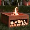 Buy cheap Backyard Rust Finish Wood Burning Corten Steel Cube Fire Pit With Wood Storage from wholesalers
