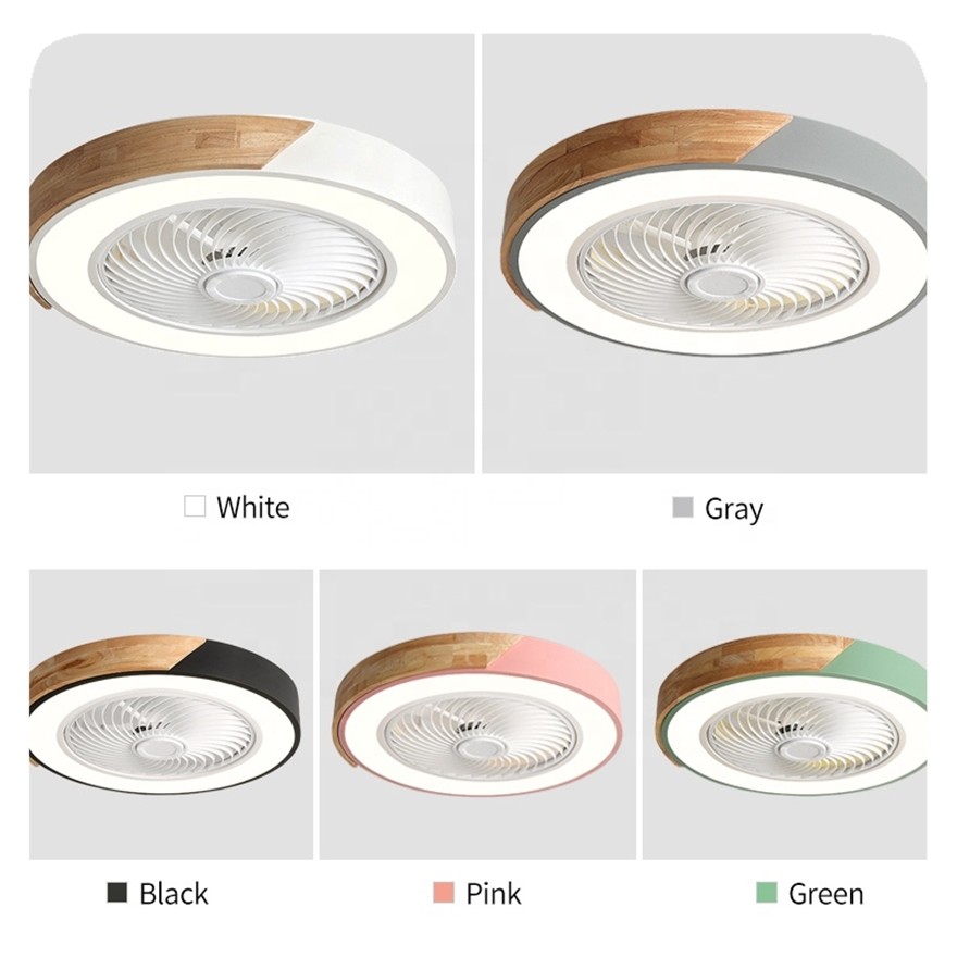 Residential Dimmable Light Ventilador De Teto Decorative Remote Control Acrylic Modern Led Wood Ceiling Fan
