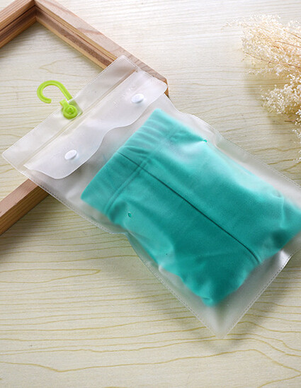 Frosted Hanger Hook Plastic PVC Bag , PVC Poly Bag For Clothes / Swimwear / Bikini