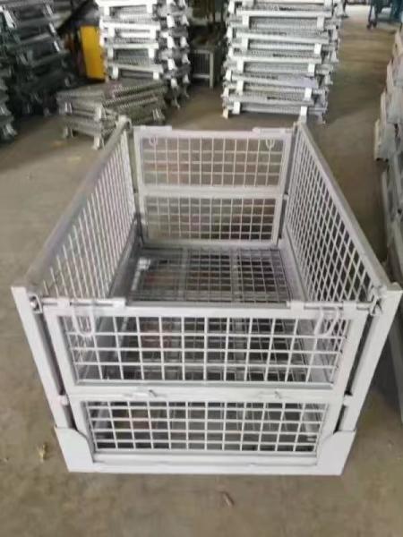Buy cheap High quality industrial collapsible storage stacking galvanized euro metal steel wire mesh pallet cage for sale from wholesalers