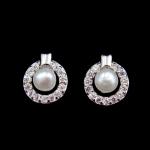 Wedding Bridal Natural Freshwater Pearl Stud Earrings Jewelry 925 Sterling