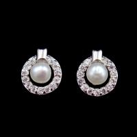 Buy cheap Wedding Bridal Natural Freshwater Pearl Stud Earrings Jewelry 925 Sterling product