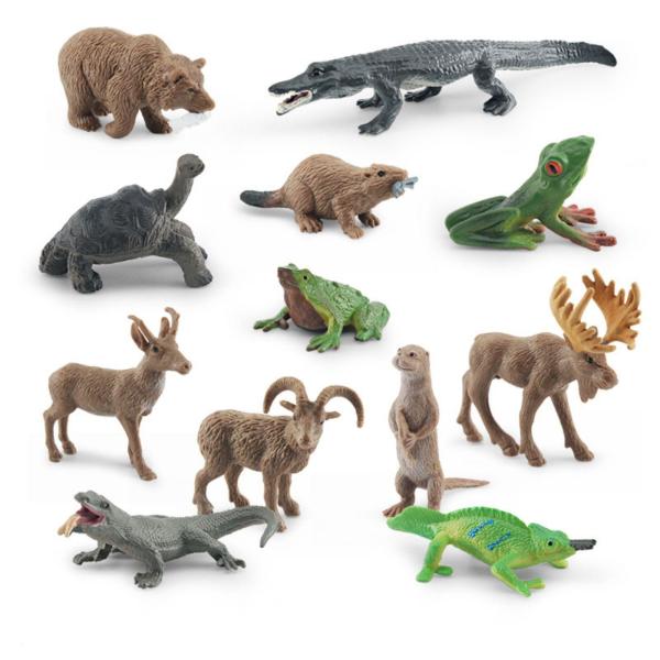 Buy cheap Wildlife Animal Model Toys 12 PCS Mini Tortoise Tree Frog Bullfrog Chameleon Elk Figurine Family Party Favors from wholesalers