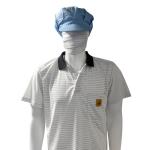 7MM Stripe White Silk Knitting ESD Anti Static POLO T-Shirts 99% Polyester 1%