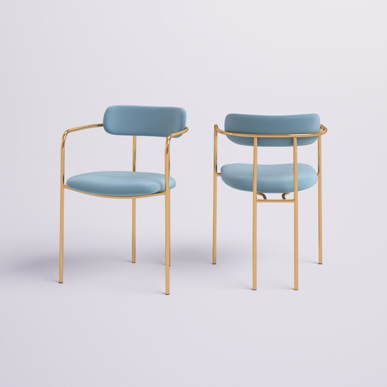 Contemporary Round Dinette Sets Velvet Upholstered Arm chair For Home