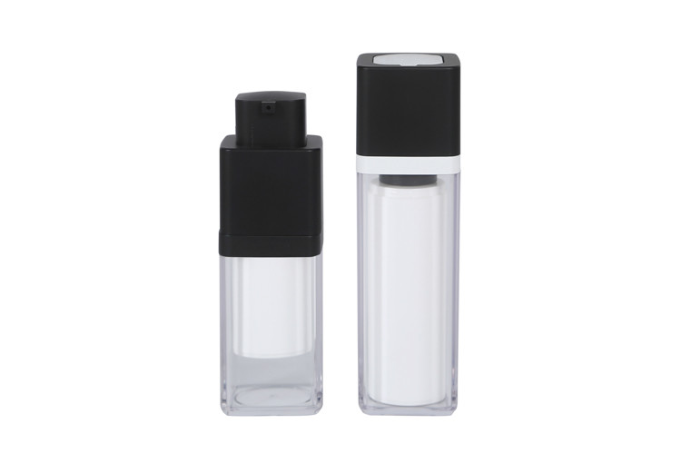 Double Layer Square Acrylic PP 15ml 30ml 50ml Airless Pump Packaging Cosmetic Bottle