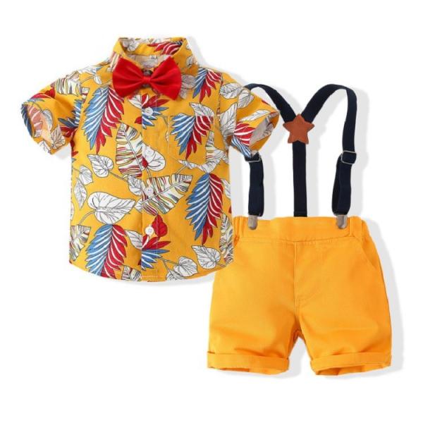 Buy cheap Children'S Outfit Sets Summer Boy Short Sleeved Shirt Woven Pants Suit from wholesalers