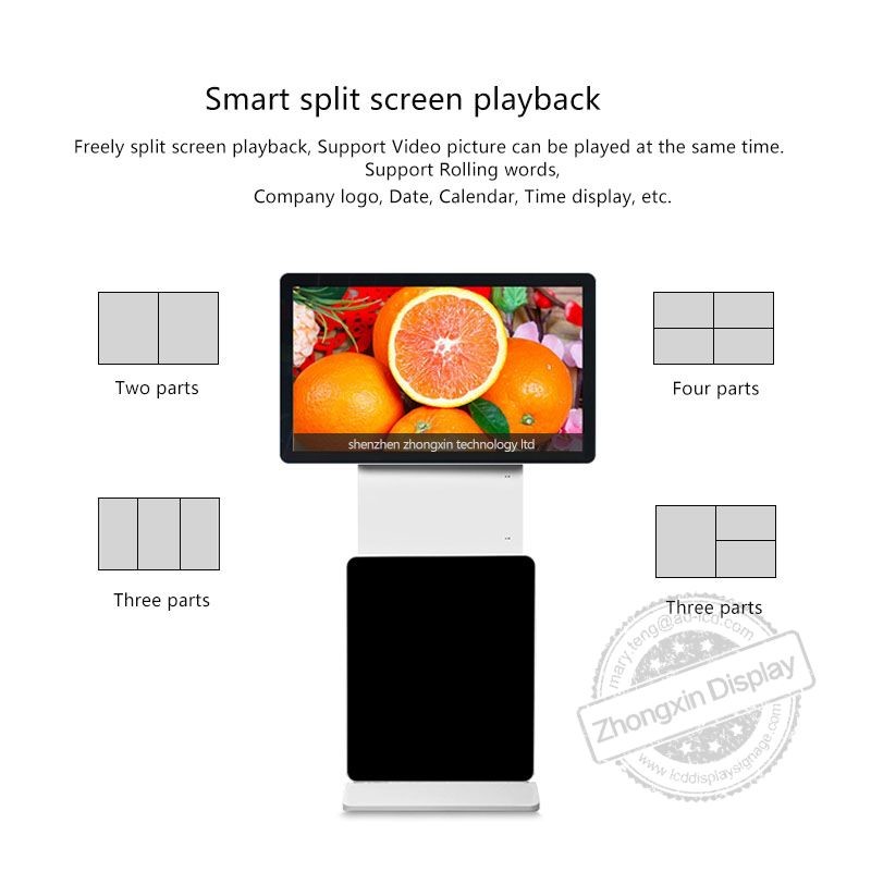 43inch 360 Degree Rotating LCD Digital Signage Floor Stand LCD Touch Screen for Advertising