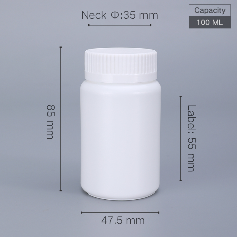 HDPE Collar Pharmaceutical Pill Bottles 50cc 4 Oz White Aluminum Foil Gasket Lid