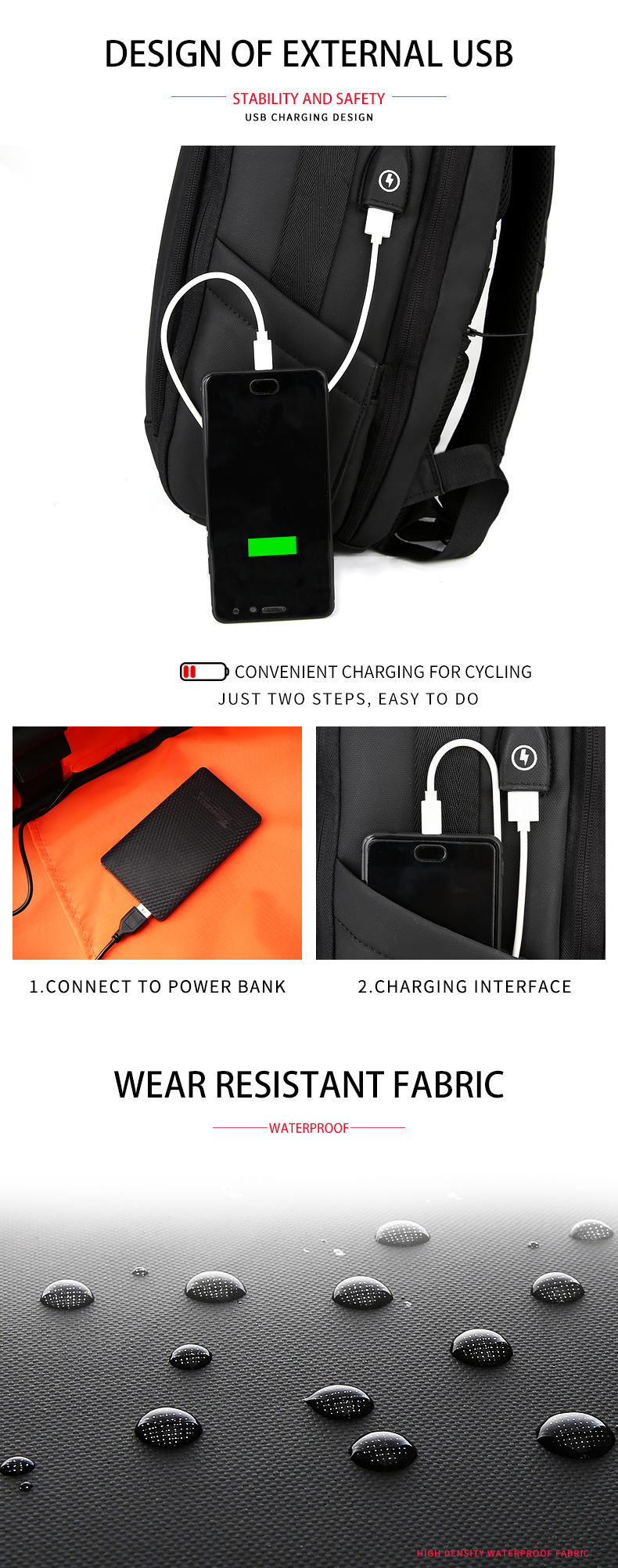 New custom logo large capacity anti theft laptop bag waterproof bag with USB interface business travel Backpack