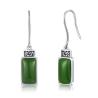 Buy cheap 1.54g 925 Sterling Silver Gemstone Earrings 9x10mm Oval Green Jade from wholesalers