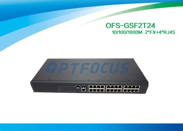 Buy cheap 1310nm Single Mode Fiber Optic Switch 2 SFP 1000 BASE - Fx 24 10 / 100 / 1000 BASE - Tx from wholesalers