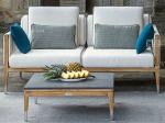 Outdoor Hotel Teak Table And Sofa Set Woven Rope Sofa For Garden Furniture