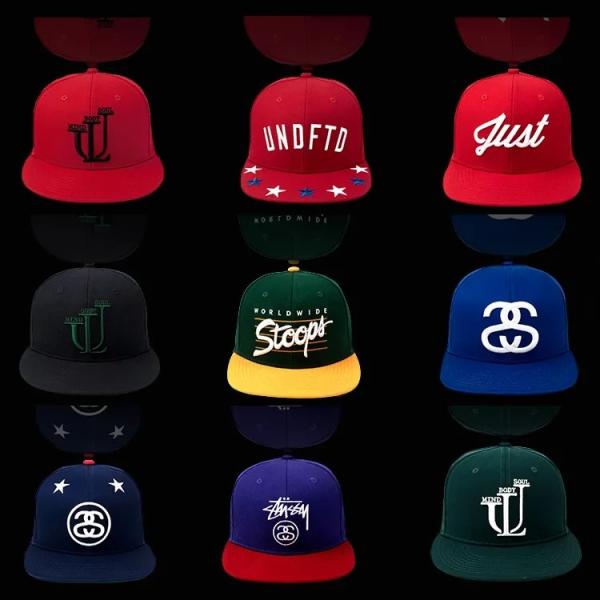 Quality Custom 3d Puff Embroidery Flat Brim Snapback Hats Black Red Blue Color for sale
