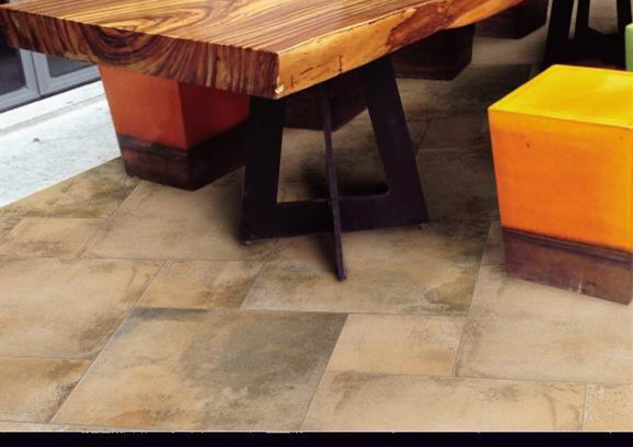 Glazed 600x600 Ceramic Floor Tiles Yellow Accidental Colouring 10mm Thick
