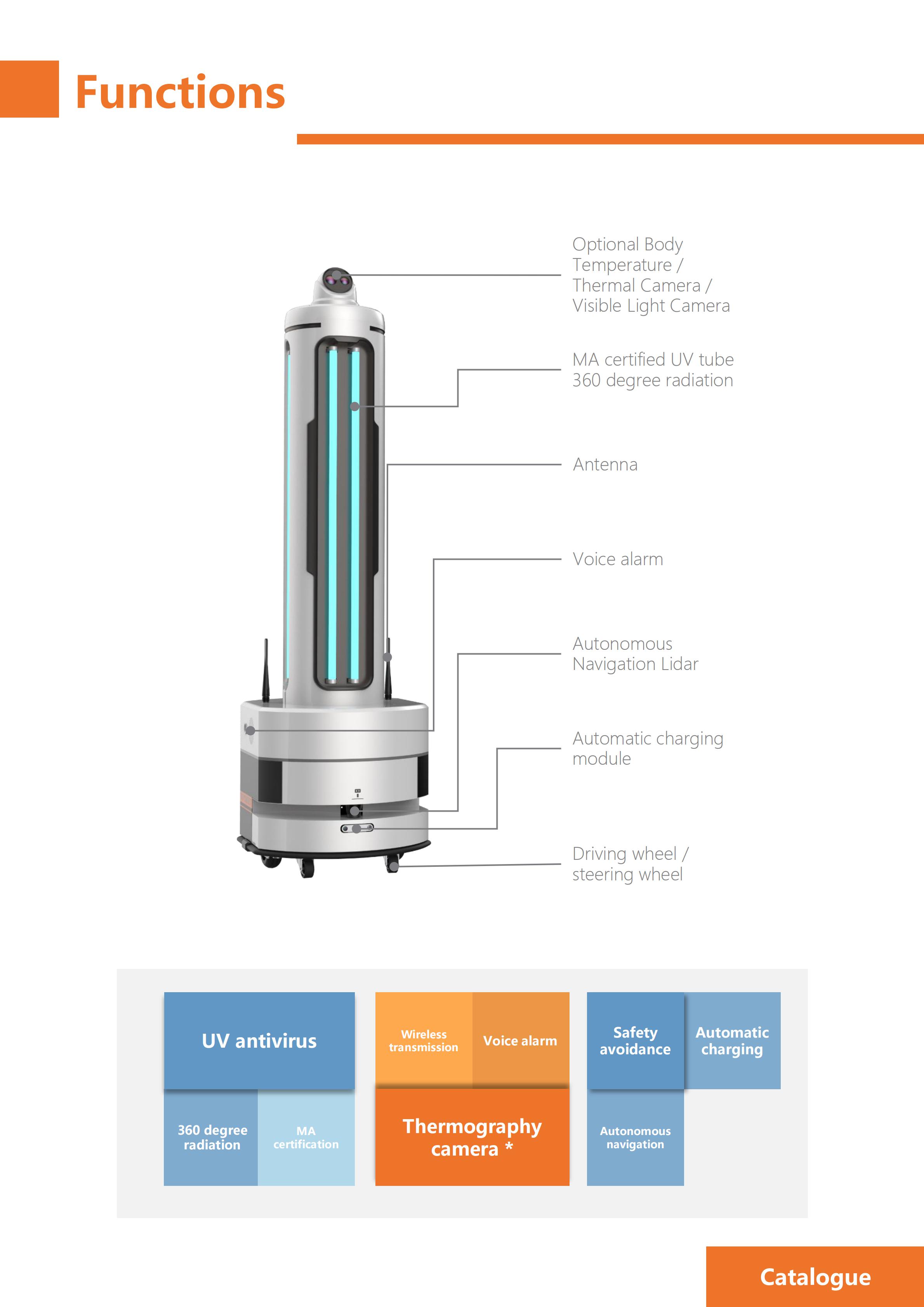 Portable Voice Intercom 1,000 M2 UV Light Disinfection Robot