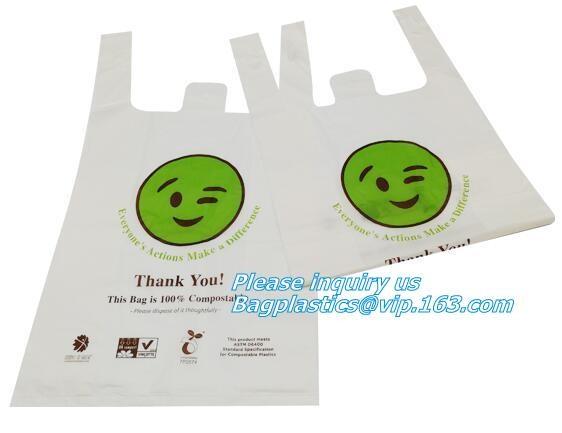Biodegradable Plastic T Shirt Food Bag Compostable Vest Carrier Shopping Bag,