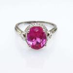 White Gold Plated 925 Silver Pink Cubic Zirconia Gemstone Women Ring (R263)