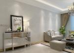 White Color Flocking Floral Pattern European Style Wallpaper for Living Room