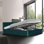 Green Fabric Comfortable Upholstery Storage Bed Double Size For Bedroom