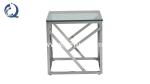 Square 55x55x55cm Stainless Steel Side Tables Clear Glass Home Furniture