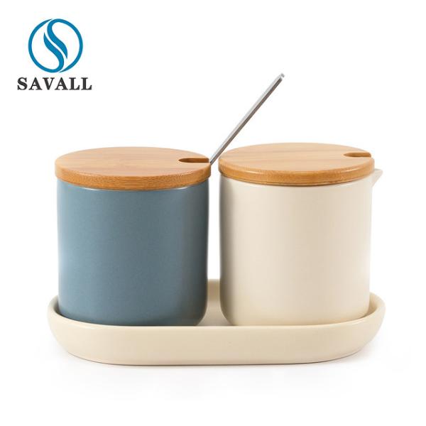 Buy cheap Savall Nordic LFGB Kitchen Seasoning Pot WIth Wooden Cover from wholesalers