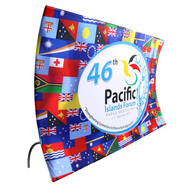 Buy cheap Curved Pop Up Fabric Banner , Aluminium Silver Fabric Pop Up Display Stands from wholesalers