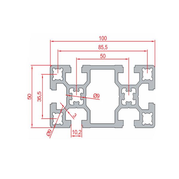 Buy cheap 50100 Extrusion Aluminum Profiles Silver Mill Finish Or Anodizing National Standard from wholesalers