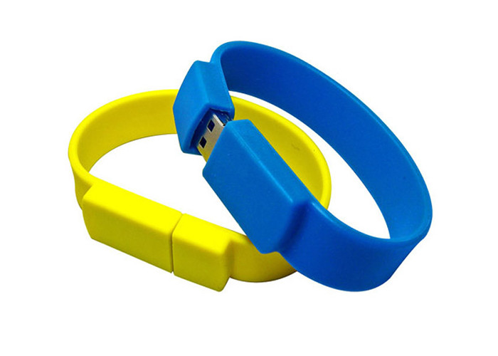 Factory supply customized logo 32G 2.0 yellow color Wrist USB with PP Box packing