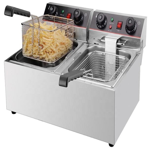 Buy cheap 585x460x285mm Timer Control Electric Potato Chips Fryer Machine with 2 Baskets from wholesalers
