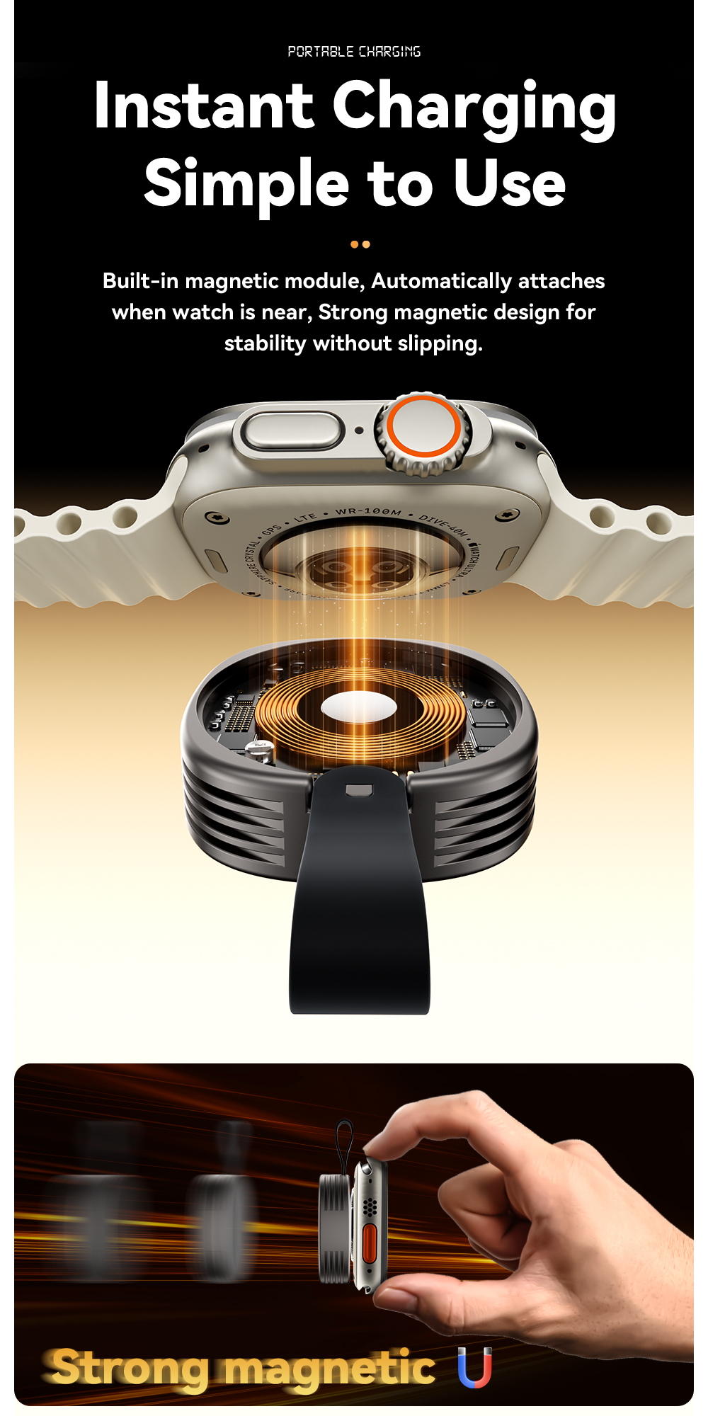 Magnetic Wireless Watch Charger Tarnish Color 5V/2A ES-WC13 Series