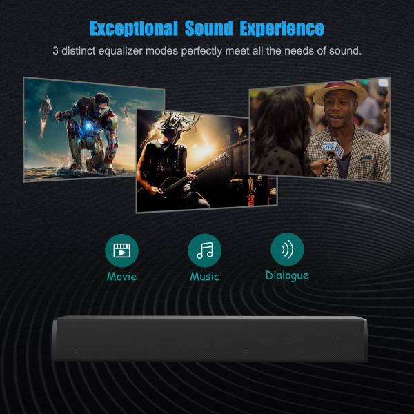 40W Plastic Meterial Bluetooth Soundbar Wall Mount For Home TV