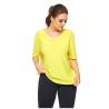 Buy cheap Richee Yellow Side Slit Plus Size V Neck T Shirts Womens Yoga Tees Short Sleeve from wholesalers