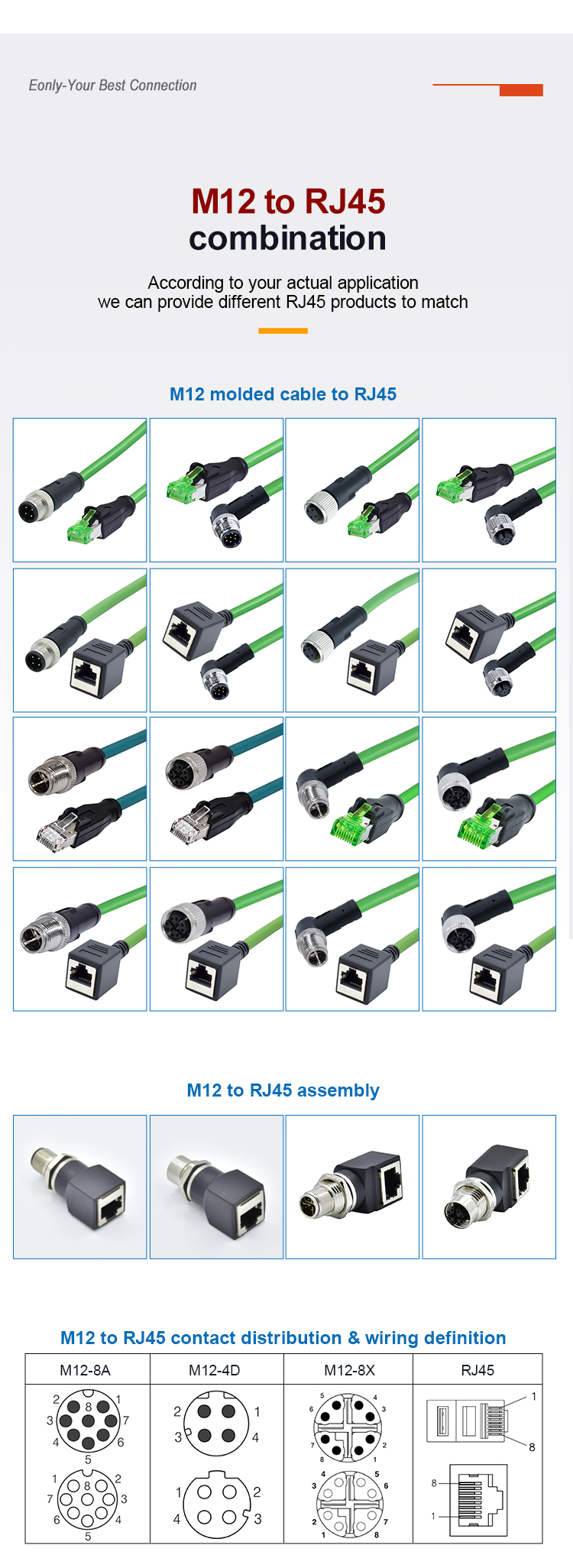 M12 Connector with 8-Pin Waterproof Molded Plug Cable Type Product