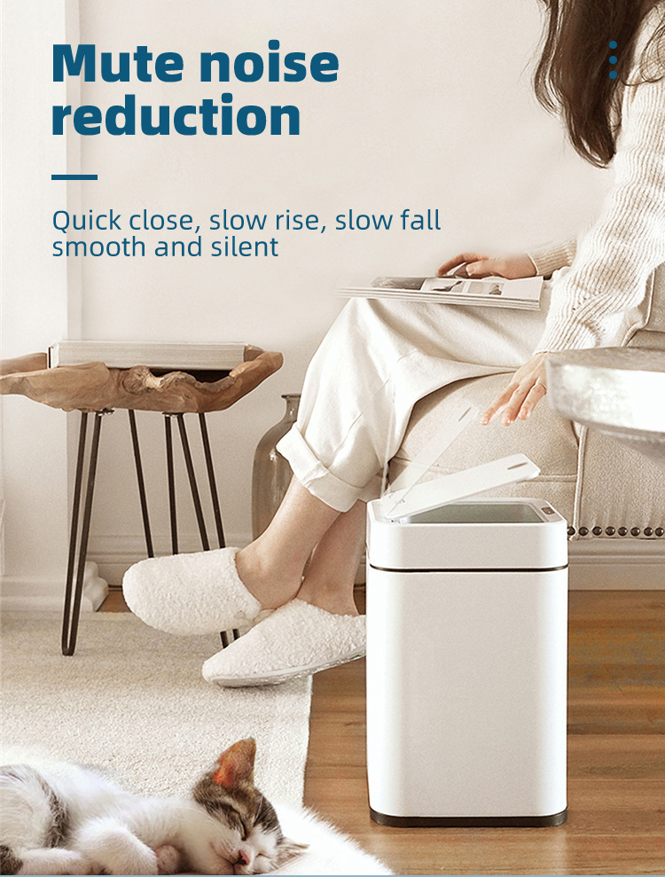 Square Electric Smart Garbage Bin Home Trash Can With Lid And Automatic Sensing