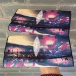 Authentic Exotic Stingray Skin Women's Long Wallet Genuine Leather Lady Floral