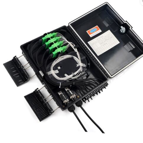 Terminal Box 16 Core Ftth 2 Inlet,16 Outlet For Drop Cables Black Box Fiber Optic Cable