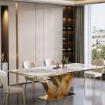 Stainless Steel Marble Hotel Square Dining Room Table SEDIA Furniture