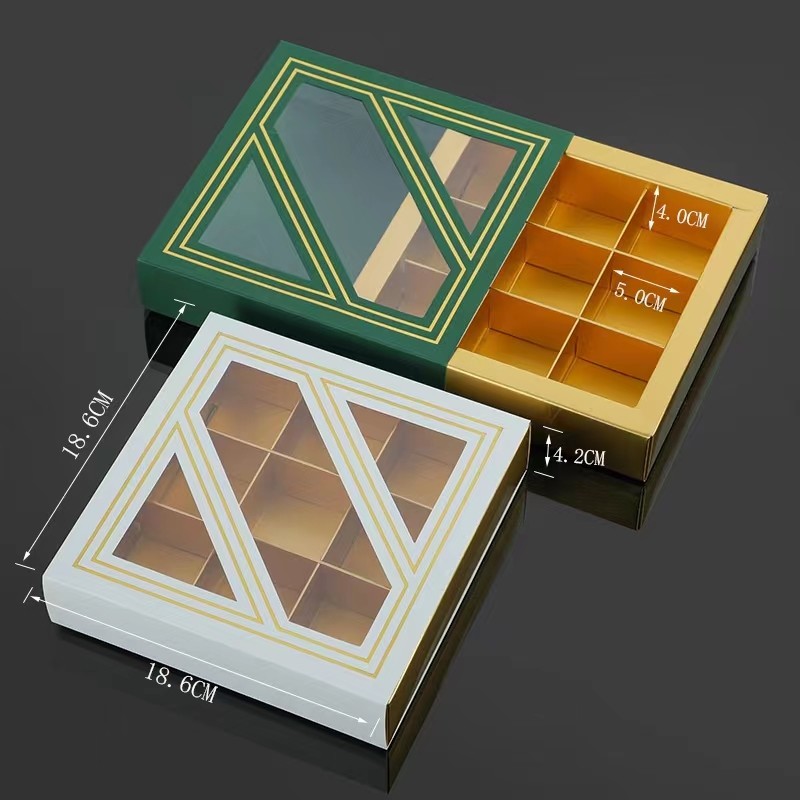 Luxury Chocolate Food Packaging Box With Window CMYK/Pantone Printing 8 9 12 Grid Fold