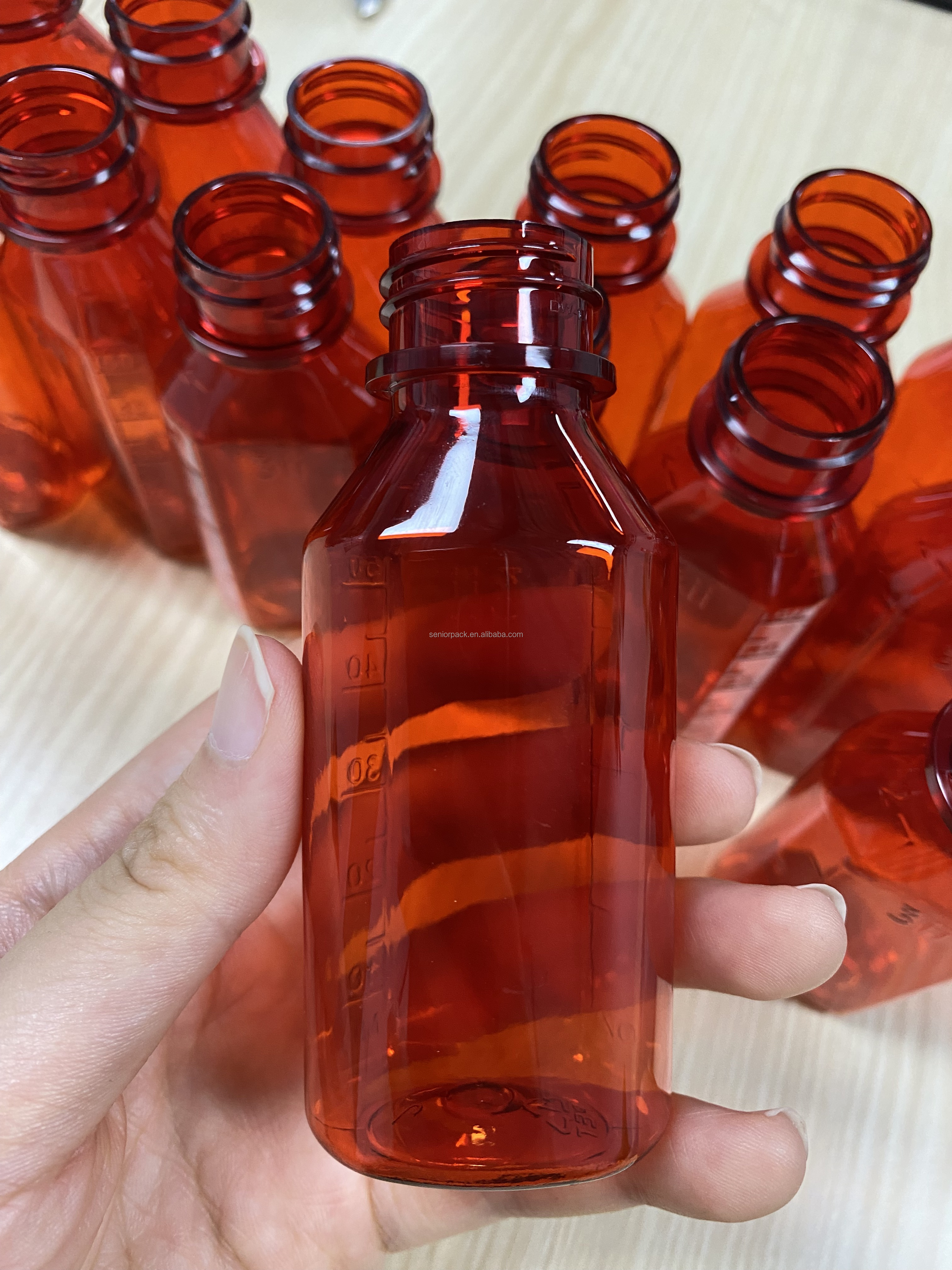 2oz 4oz 8oz 12oz16oz Oval Bottle PET Amber Container Cough Syrup Bottle Medicine Liquid Oral Plastic Bottles with Childproof Cap